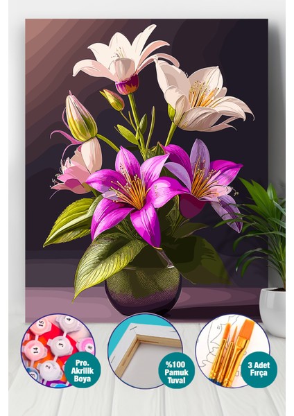 Vazoda Zambak Sayılarla Boyama Seti