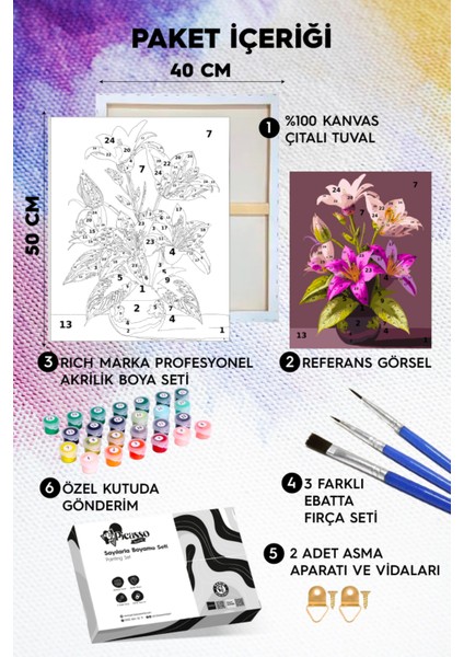 Vazoda Zambak Sayılarla Boyama Seti fiyatları