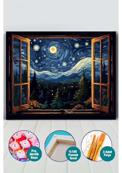Işıltılı Yıldızlı Gece Sayılarla Boyama Seti