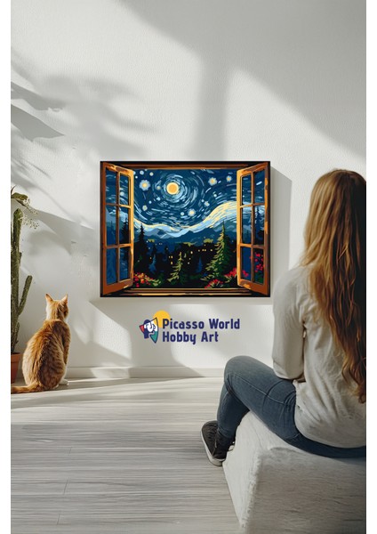 Işıltılı Yıldızlı Gece Sayılarla Boyama Seti modelleri