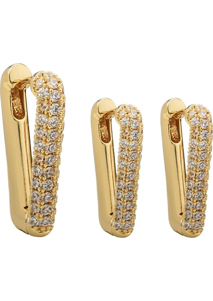 Taşlı Üçlü Küpe