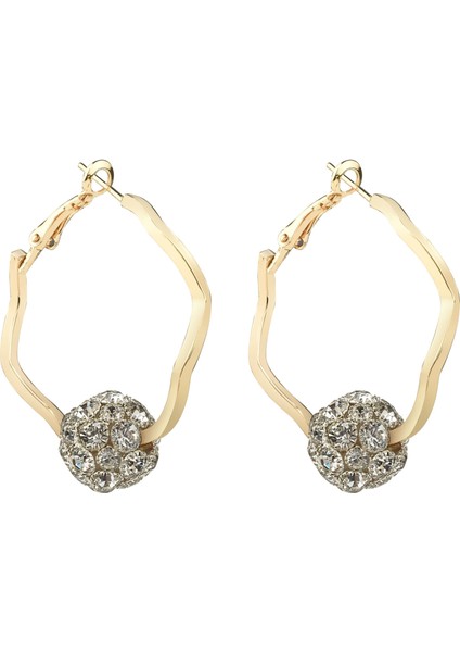 Asimetrik Gold Charm Küpe