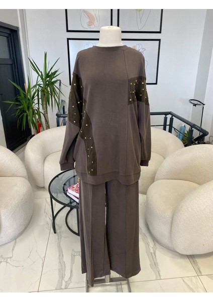 Nuss Zımba Detaylı Kahverengi Takım