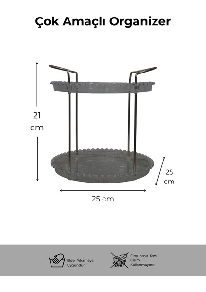 Altın Detaylı 2 Katlı Akrilik Organizer – Makyaj ve Takı Düzenleyici modelleri