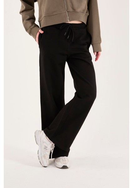 %100 Pamuk Geniş Paça Bağcıklı Kadın Pantolon/eşofman Altı fırsatları