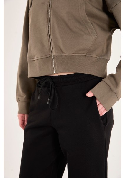 %100 Pamuk Geniş Paça Bağcıklı Kadın Pantolon/eşofman Altı