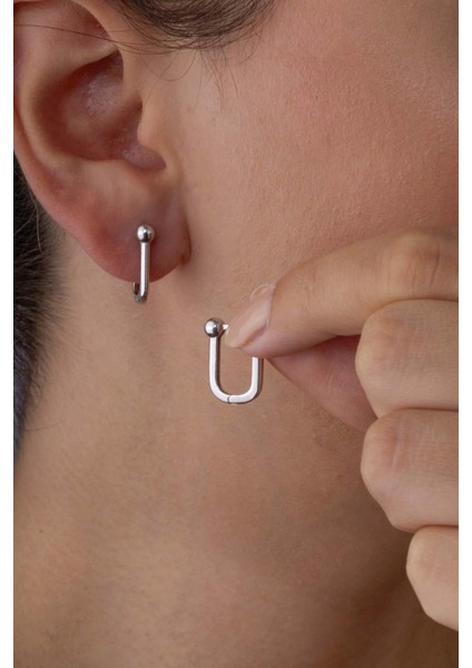 Oval Toplu Italyan 925 Ayar Gümüş Küpe