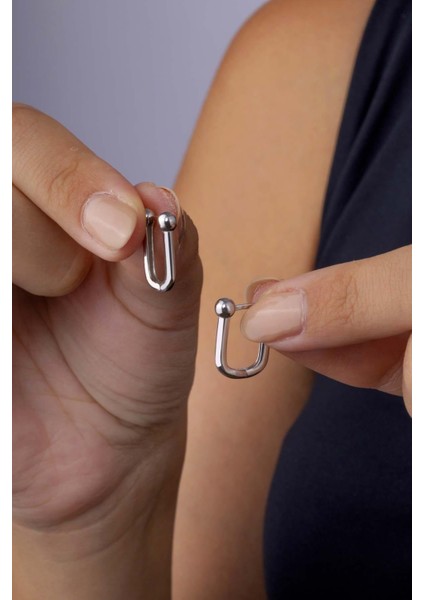 Oval Toplu Italyan 925 Ayar Gümüş Küpe modelleri