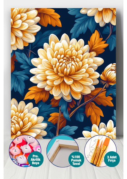 Krizantem Çiçeği Sayılarla Boyama Seti
