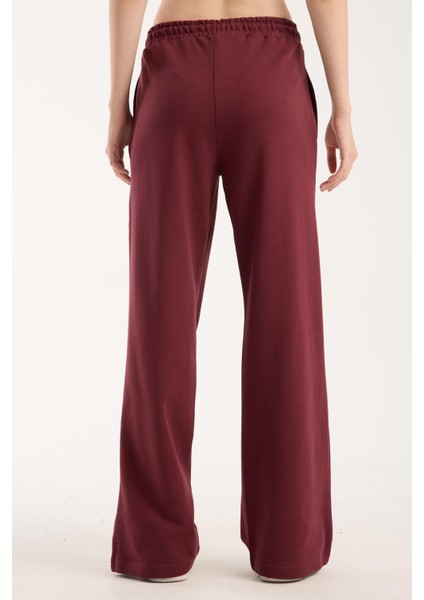 %100 Pamuk Geniş Paça Bağcıklı Kadın Pantolon/eşofman Altı