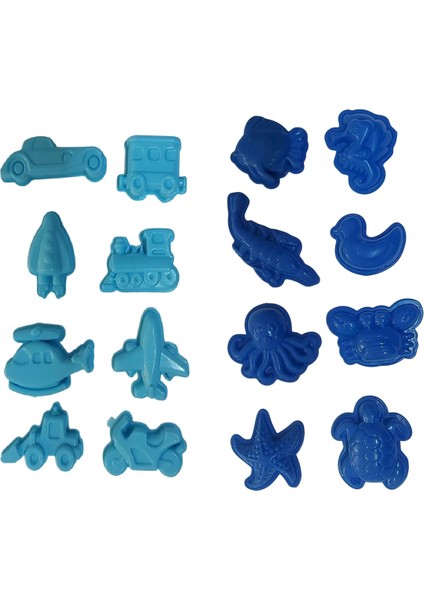 16 Parçalı Kinetik Kum Set, ( Araç ve Deniz Canlıları Kalıpları)
