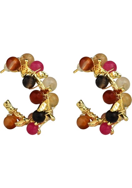 Çoklu Doğal Taşlı Küpe