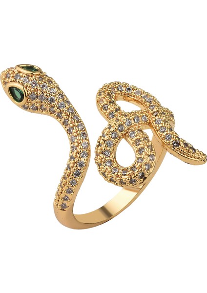 Taş Detaylı Yılan Figürlü Yüzük