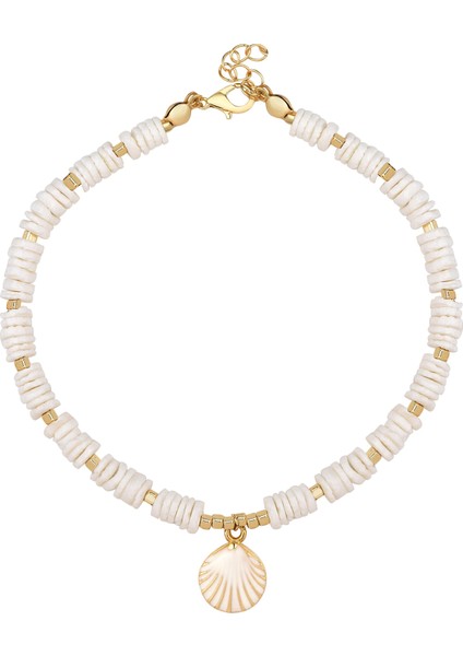 Deniz Kabuğu Detaylı Boncuk Halhal