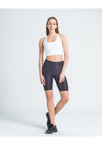 Kadın Yüksek Bel Dalgıç Kumaş Kısa Tayt Antrasit fiyatları