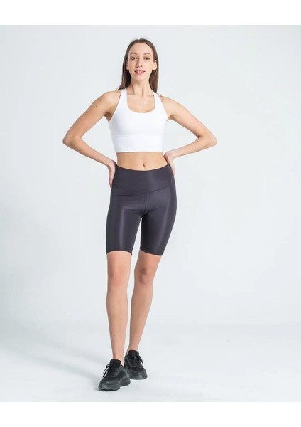 Kadın Yüksek Bel Dalgıç Kumaş Kısa Tayt Antrasit modelleri