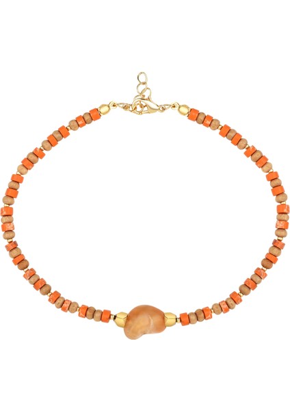 Doğal Taş Detaylı Boncuk Halhal