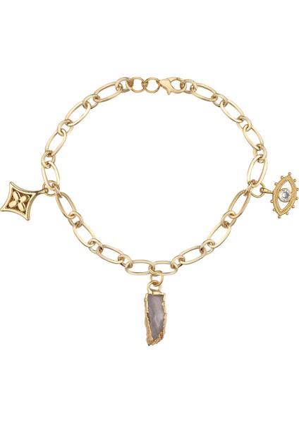 Doğal Taş Detaylı Charm Halhal