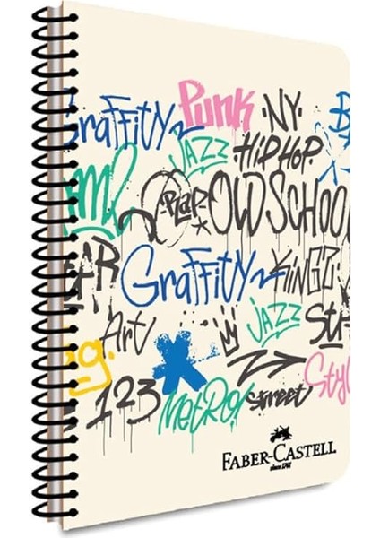 Faber Castell Pp Kapak Grafiti Spiralli Defter 100 Yp Kareli 5075 000430-PUNK