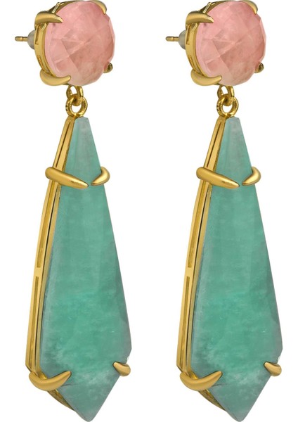 Pembe Kuars Ve Amazonit Küpe