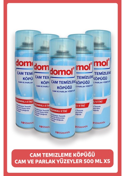 Cam ve Parlak Yüzeyler Için Cam Temizleme Köpüğü 500 ml (5 Adet)