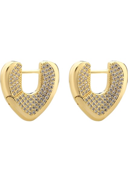 Taşlı V Gold Küpe