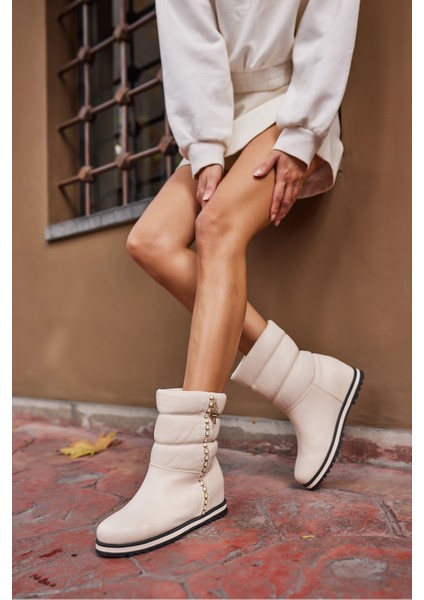 Legolas Kadın Bej Cılt Dolgu Topuk Bot