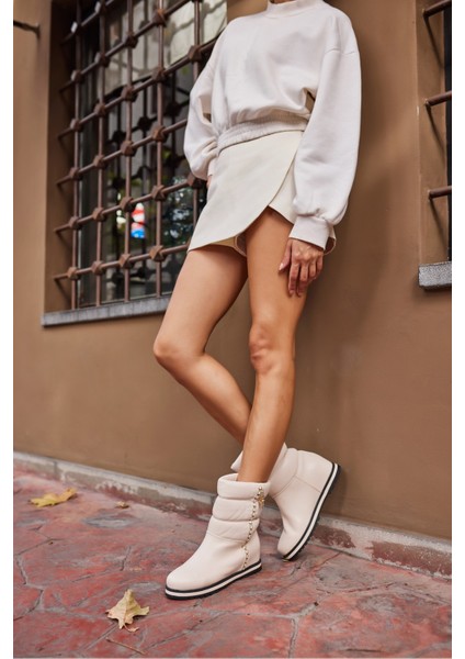 Legolas Kadın Bej Cılt Dolgu Topuk Bot