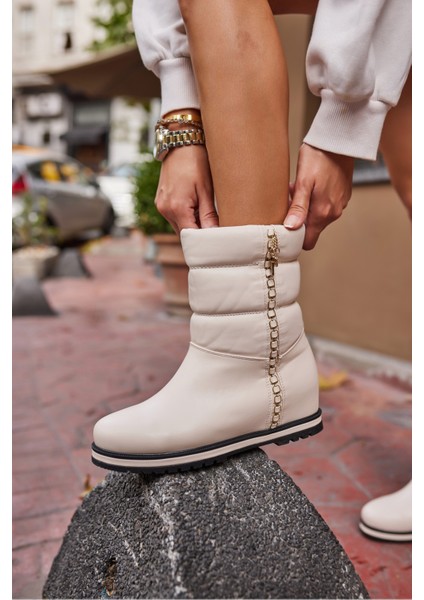 Legolas Kadın Bej Cılt Dolgu Topuk Bot