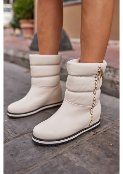 Legolas Kadın Bej Cılt Dolgu Topuk Bot