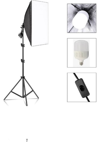 Ürün Çekimi Moda Reklam Cast Için Güçlü 50 Wat LED Ampullü Sürekli Işık Softbox Set 50X70 cm fiyatları