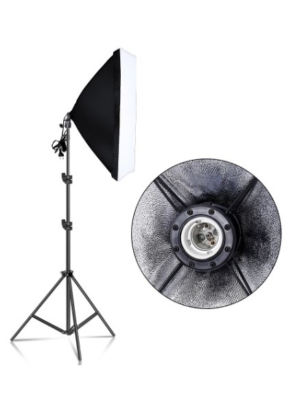 Ürün Çekimi Moda Reklam Cast Için Güçlü 50 Wat LED Ampullü Sürekli Işık Softbox Set 50X70 cm modelleri