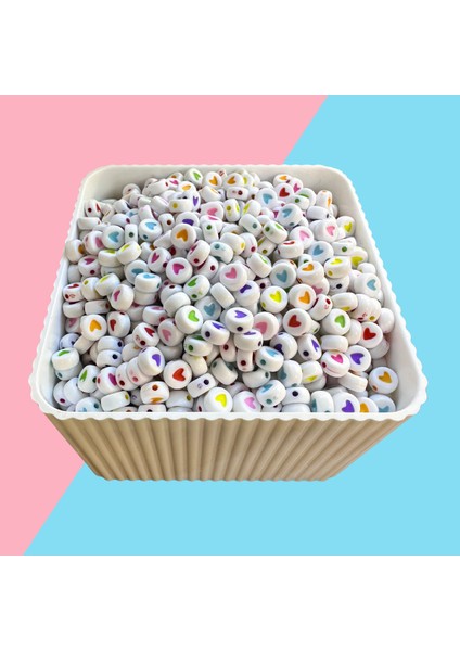 Harf Boncuk Küp Şekilli Beyaz Üzeri Renkli Takı Yapım Boncuğu - MCHS21-11 fiyatları