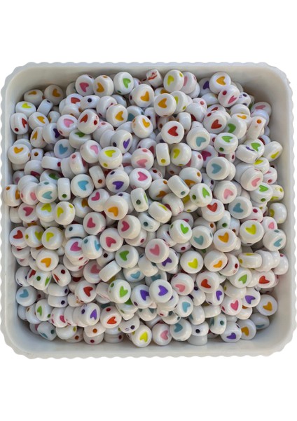Harf Boncuk Küp Şekilli Beyaz Üzeri Renkli Takı Yapım Boncuğu - MCHS21-11 fırsatları