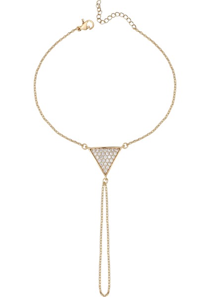 Üçgen Taş Detaylı Gold Şahmeran