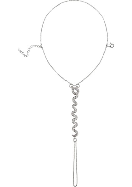 Silver Uzun Taşlı Zincir Şahmeran