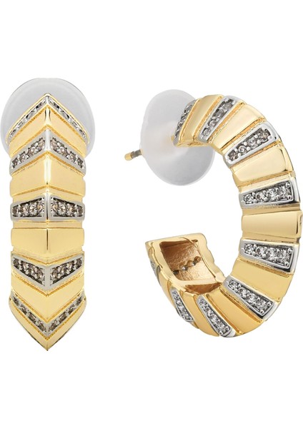 Gold-Silver Yarım Halka Küpe