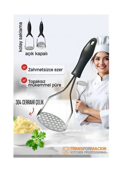 Bfs Patates Ezici 304 Paslanmaz Çelik Havuç Muz Avokado Ezici