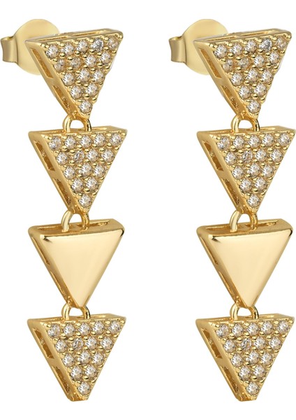 Taşlı Uzun Geometrik Küpe