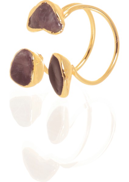 Kadın Ametist Doğal Taşlı Iki Telli El Yapımı Ayarlanabilir Tasarım Yüzük indirimleri