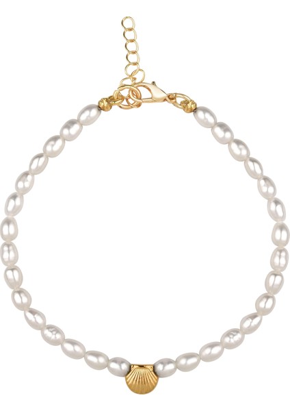 Deniz Kabuğu Detaylı İnci Halhal