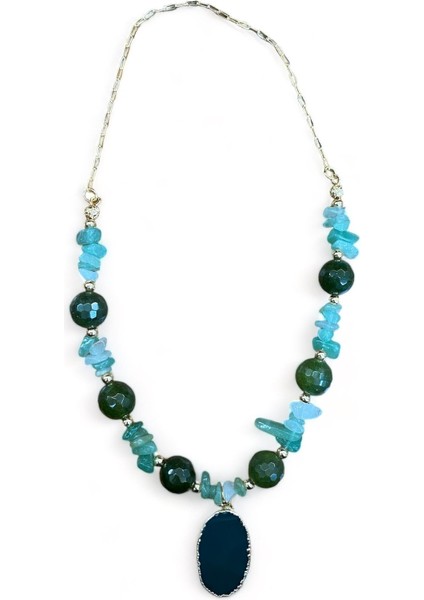 Kırık Taş Detaylı Zincir Kolye