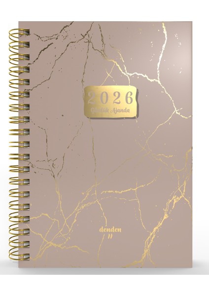 Spiralli 2026 Ajanda Mermer Bej