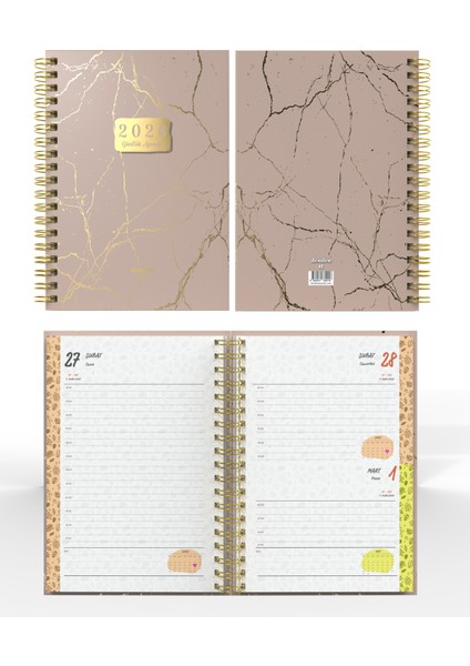 Spiralli 2026 Ajanda Mermer Bej modelleri