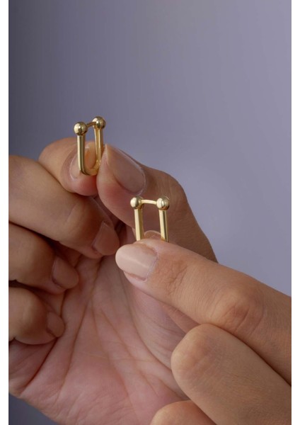 Oval Toplu Altın Kaplama Italyan 925 Ayar Gümüş Küpe modelleri