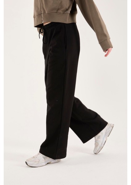 %100 Pamuk Geniş Paça Bağcıklı Kadın Pantolon/eşofman Altı indirimleri