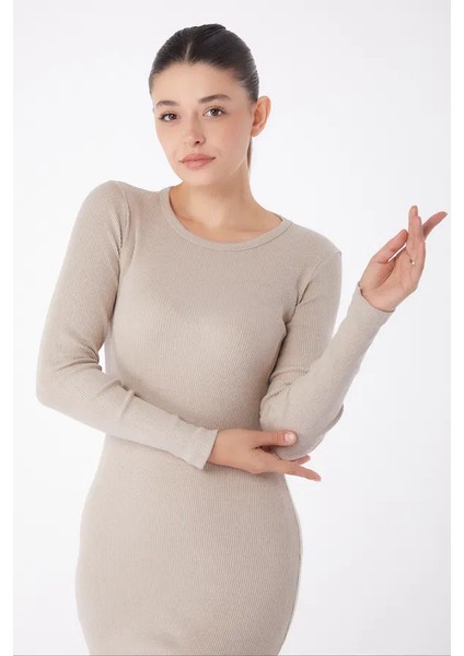 Düz Bisiklet Yaka Kadın Midi Elbise fırsatları