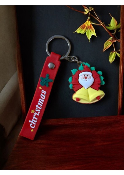 Noel Baba Figürlü Christmas Temalı Silikon Anahtarlık – Kırmızı Deri Askılı Santa claus figürlü fiyatları