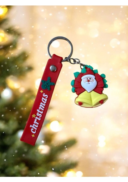 Noel Baba Figürlü Christmas Temalı Silikon Anahtarlık – Kırmızı Deri Askılı Santa claus figürlü fırsatları