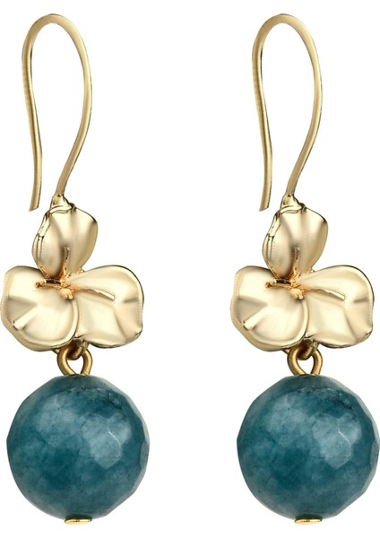 Çiçek Figürlü Akik Küpe